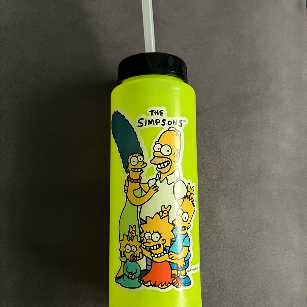 Vintage 90s The Simpsons Neon Green Water Bottle